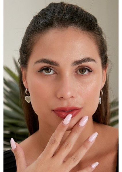 Kadın Radino Kalp Model Halkalı Sallantılı Çelik Gümüş Kaplama Kristal Zirkon Taşlı Kombin Stil Küpe fırsatları