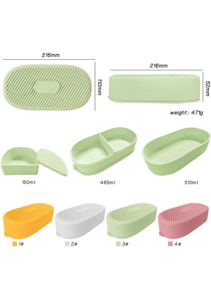 Ruyı Mikrodalga Silikon Öğle Yemeği Kutusu Kapaklı Bölme Yalıtımlı Taşınabilir Bento Kutusu (Yurt Dışından)