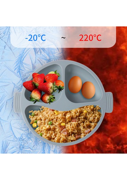 Ruyı 8 Parçalı Bebek Silikon Sofra Seti Vantuzlu Düşmeyi Önleyici Çatal Kaşık Bölme Tabak (Yurt Dışından)