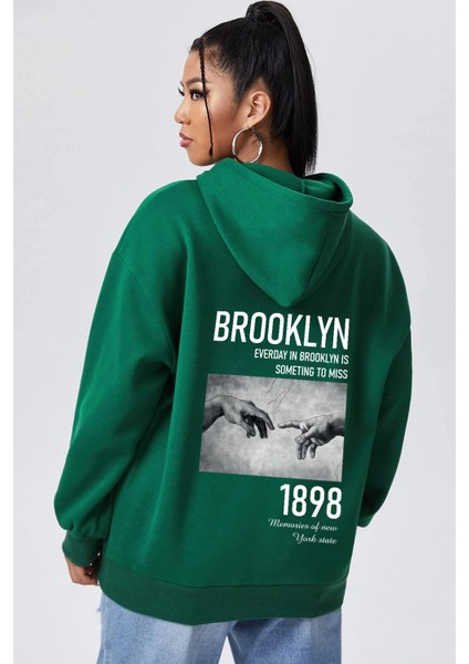 Oversize 1898 Brooklyn Baskılı Sweatshirt