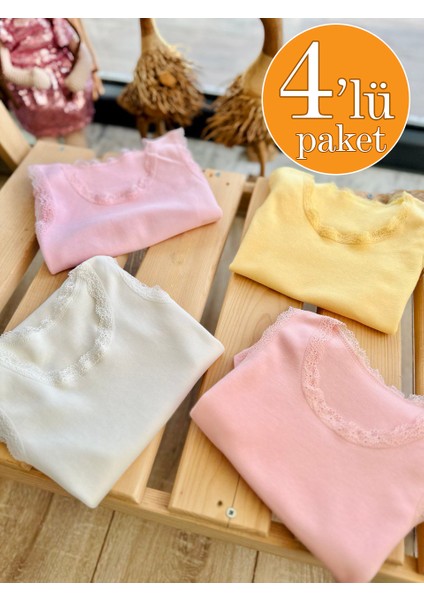 Kız Bebek 4 Lü Paket Dantelli Body ve Zıbın