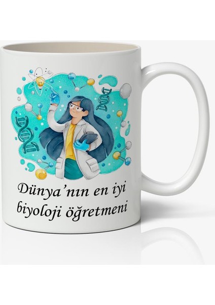 Dünyanın En Iyi Biyoloji Öğretmeni - Öğretmenler Günü Temalı Baskılı Kupa Bardak Baskılı Kahve Kupa Bardak