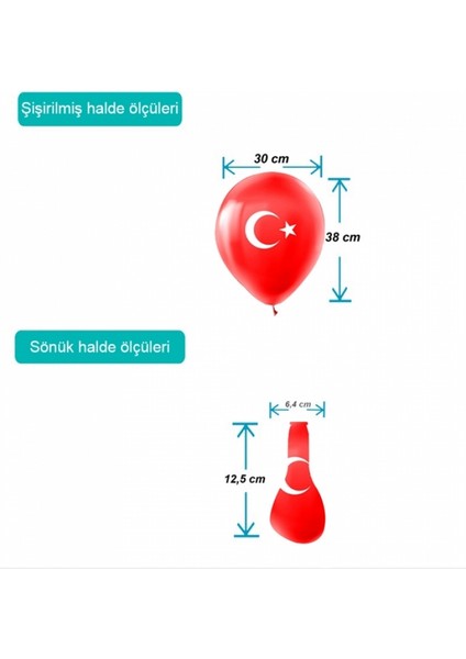 Ay Yıldız Baskılı 30CM Balon - 8 Adet
