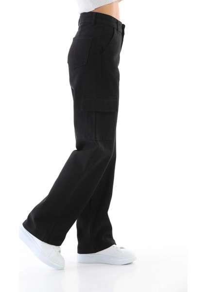 Kız Çocuk Kargo Cep Detaylı Yüksek Bel Wide Leg Kot PANTOLON-PNT-0029 fiyatları