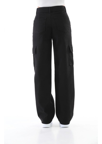 Kız Çocuk Kargo Cep Detaylı Yüksek Bel Wide Leg Kot PANTOLON-PNT-0029 indirimleri