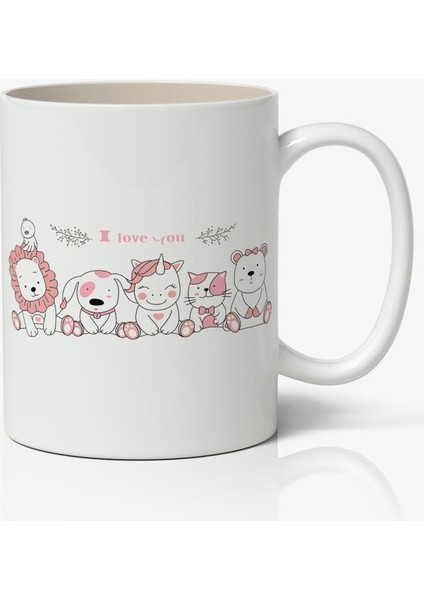 Çocuklar Için Tatlı Hayvanlar Temalı Baskılı Kupa Bardak Baskılı Kahve Kupa Bardak