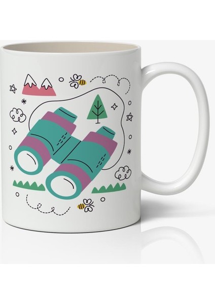 Kamp Temalı Baskılı Kupa Bardak Baskılı Kahve Kupa Bardak