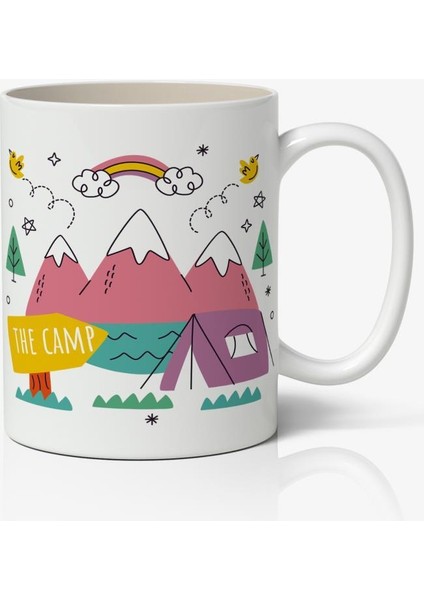 Kamp Temalı Baskılı Kupa Bardak Baskılı Kahve Kupa Bardak