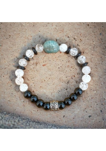 Sertifikalı Necef - Amazonit - Hematit Doğal Taş Bileklik 8 mm fiyatları