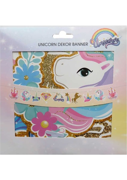 Unicorn Temalı 2'li Set Uzar Yazı Banner