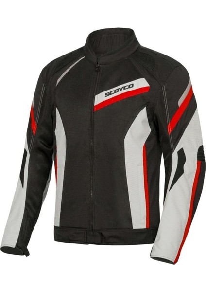 JK100 Yazlık Fileli Motosiklet Montu (Kırmızı-Siyah)