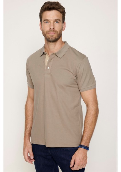 Erkek Polo Yaka Slim Fit Düz Pamuk Pike Bej Tişört fiyatları