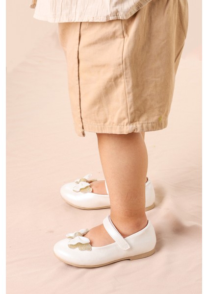 Taşlı Cırtlı Kız Çocuk Fiyonklu Babet Ayakkabı Ege 204 Cilt