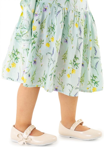 Incili Cırtlı Kız Çocuk Babet Ayakkabı 253 Cilt Bareti