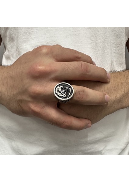925 Ayar Gümüş Kartal Motifli Taşsız Erkek Yüzük modelleri