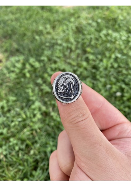 925 Ayar Gümüş Kartal Motifli Taşsız Erkek Yüzük fırsatları