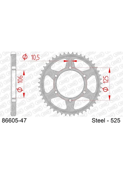 Rear Steel Sprocket #525