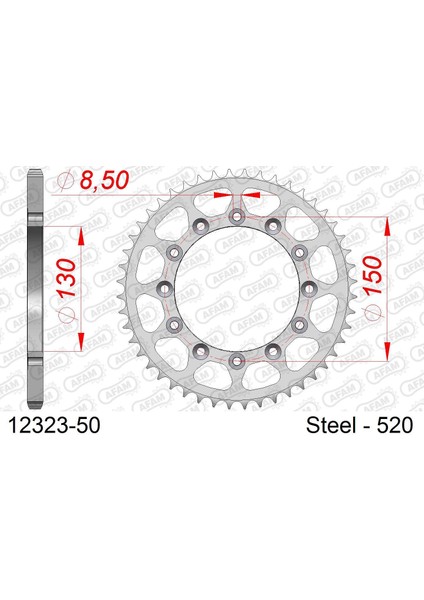 Yamaha Wr 250F 07-16, Wr 450F 16-20 Çelik Arka Dişli #520
