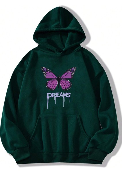 Oversize Dream Butterfly Baskılı Sweatshirt