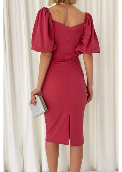 Kemer Detaylı Ithal Krep Elbise modelleri