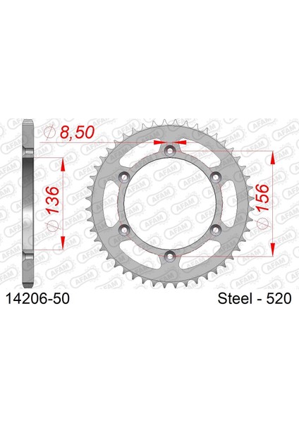 Husqvarna TC250 / Sherco 250-450 Sc/sc-F/se/se-F Çelik Arka Dişli #520