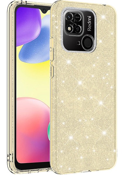 Casestreet Xiaomi Poco C40 Kılıf Shining Simli Silikon Arka Kapak Gold