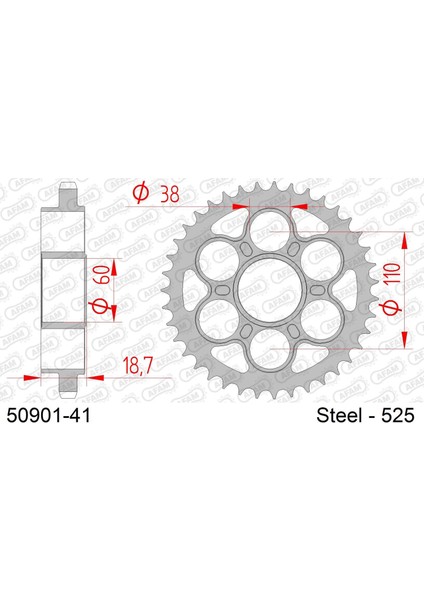 Ducatı 1199 Panıgale , 1200 Monster , 1299 Panıgale Çelik Arka Dişli #525