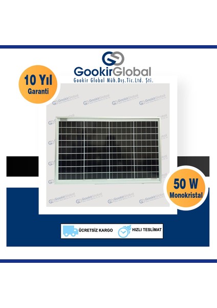 50 Watt Monokristal Güneş Paneli