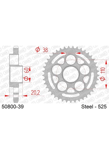 Ducatı 796 Monster / 848 Evo /1100 Monster Çelik Arka Dişli #525