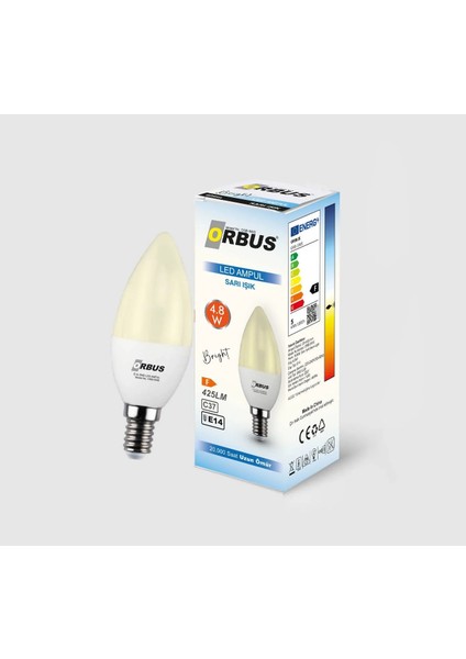 Bright LED Ampul 4.8W Sarı Işık E14 425 Lm