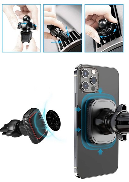 Ayarlanabilir Mıknatıslı Araç Içi Telefon Tutacağı 360 Derece Dönen Oynar Başlıklı Tutacak