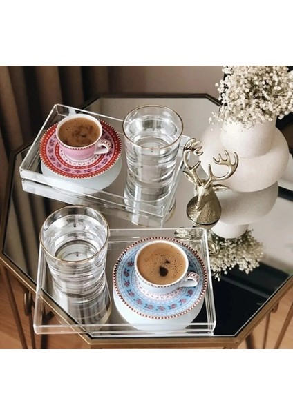 2 Adet Şeffaf Pleksi Sunum Tepsisi