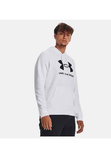 Ua Rival Fleece Logo Hd Beyaz Erkek Sweatshirt 1379758-100