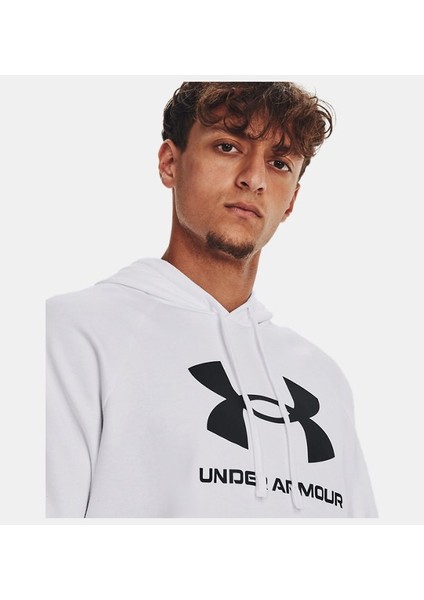 Ua Rival Fleece Logo Hd Beyaz Erkek Sweatshirt 1379758-100 indirimleri