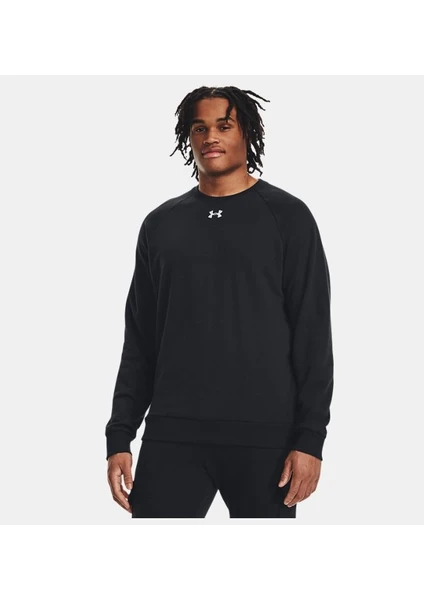 Under Armour Rival Fleece Crew Erkek Siyah Sweatshirt 1379755-001