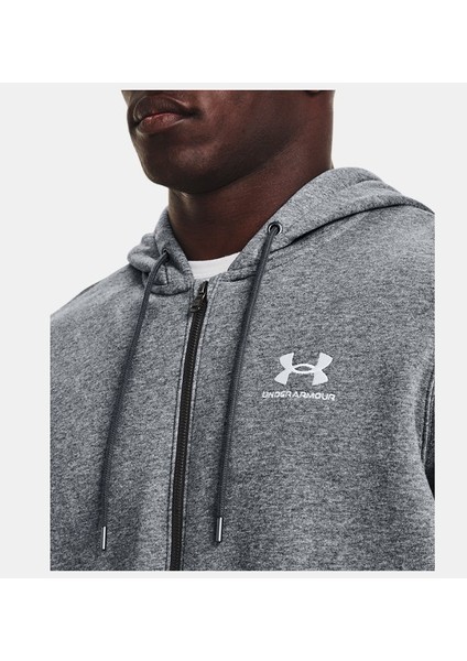 Erkek UA Essential Fleece Tam Boy Fermuarlı Kapüşonlu Üst 1373881-012 indirimleri