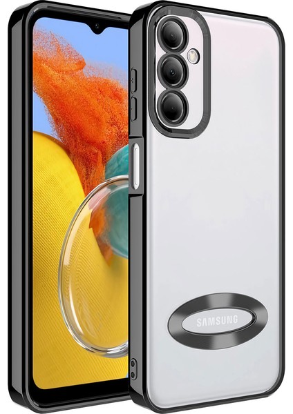 Samsung Galaxy M14 Kılıf Kamera Korumalı Renkli Kenar Şeffaf Halka Tasarım Silikon Kapak