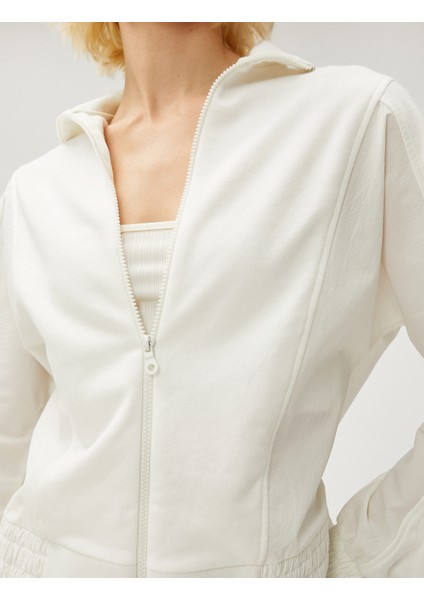 Fermuarlı Sweatshirt Beli Garni Detaylı indirimleri