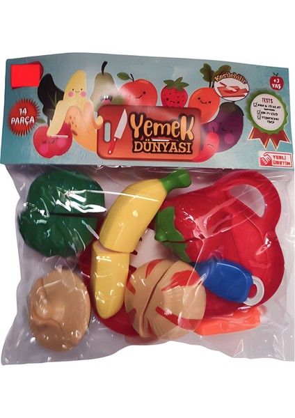 Berattoys 14 Parça Oyuncak Kesilen Meyve Sebze Cırtlı Kesme Meyve Kesilebilir Oyuncak Evcilik Oyunu