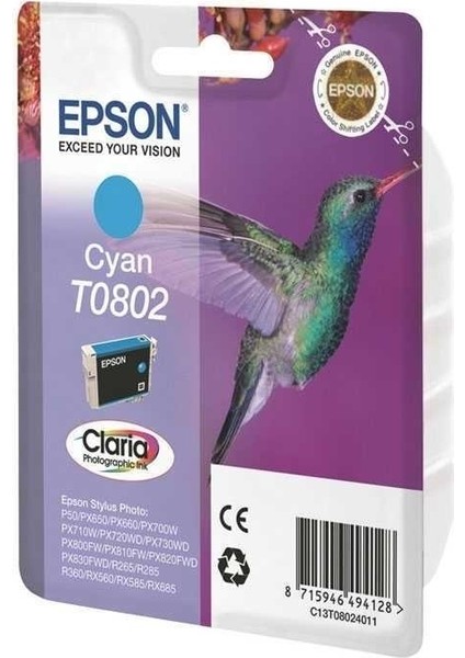 HPZR Epson T0802 C13T08024020 Orjinal Mavi Kartuş