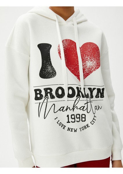 Kapüşonlu Oversize Sweatshirt Kolej Baskılı Ribanalı indirimleri