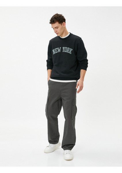 Kolej Sweatshirt Şehir Baskılı Bisiklet Yaka Uzun Kollu fiyatları