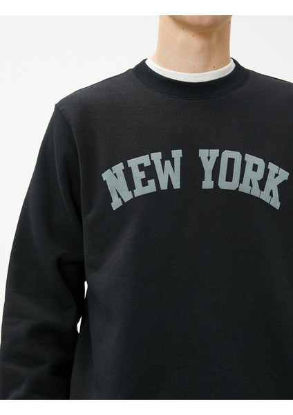 Kolej Sweatshirt Şehir Baskılı Bisiklet Yaka Uzun Kollu indirimleri