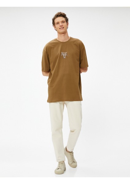 Oversize Tişört Grafiti Baskılı Bisiklet Yaka Pamuklu fiyatları