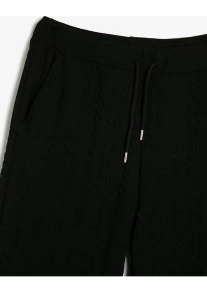 Jogger Eşofman Altı Dokulu Beli Bağcıklı Cepli