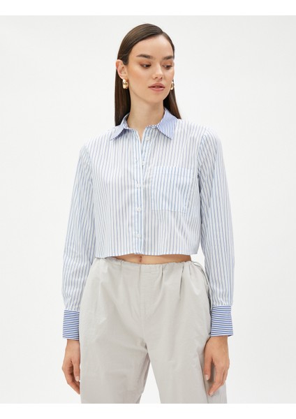 Crop Gömlek Cep Detaylı Pamuklu modelleri