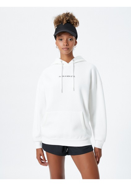 Spor Kapüşonlu Sweatshirt Baskılı Kanguru Cepli