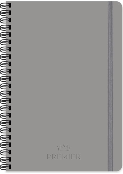 17X24 Kareli Spiralli Premier Defter - Gri