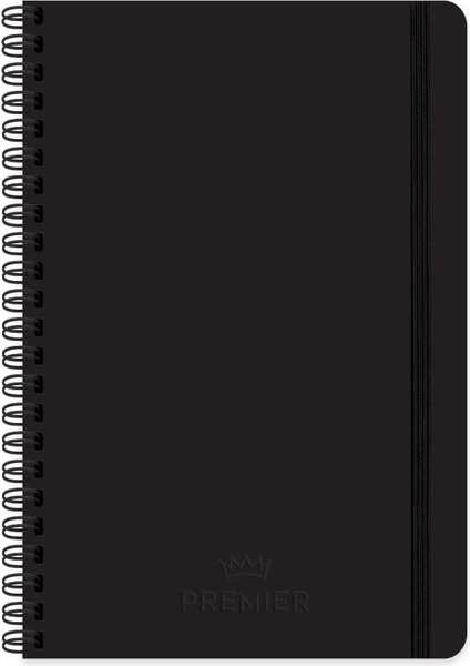 17X24 Çizgili Spiralli Premier Defter - Siyah