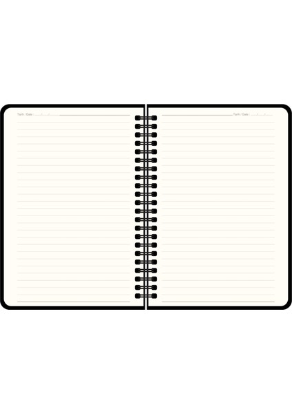 17X24 Çizgili Spiralli Premier Defter - Siyah